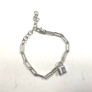Sterling Silver Lock Charm Bracelet